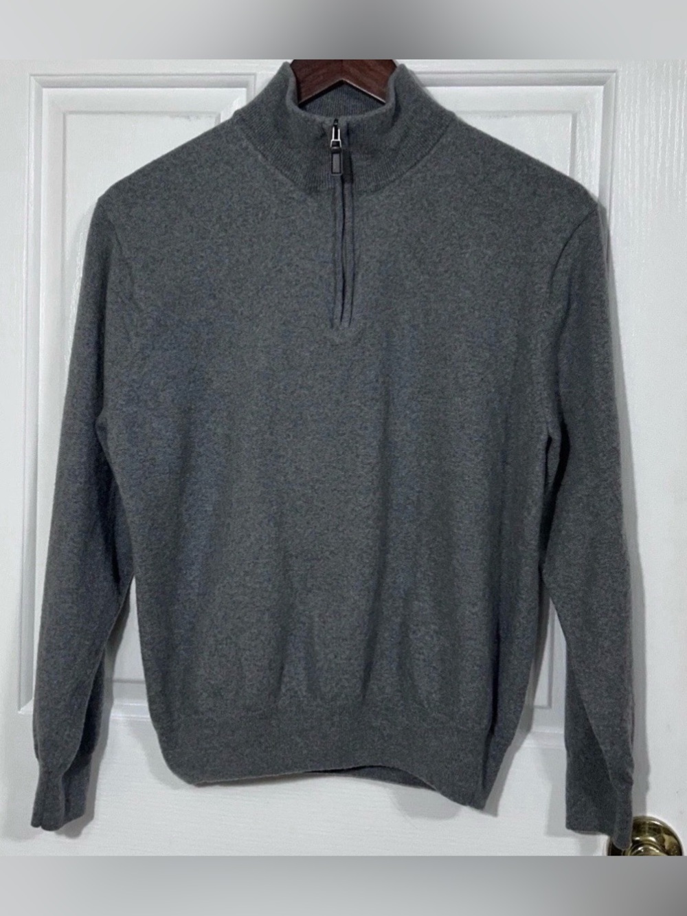 Jos A Bank Italian Merino Wool Gray Quarter Zip Sweater L Metropolitan Chic